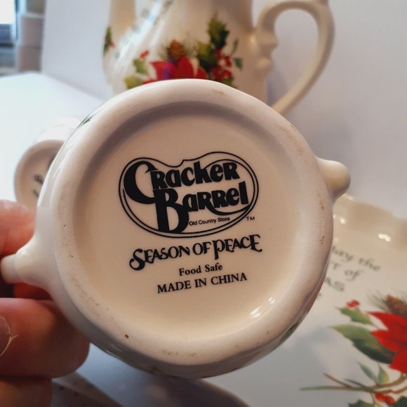Cracker Barrel Christmas Season Of Peace Tea Set And Serving Platter - Picture 6 of 11